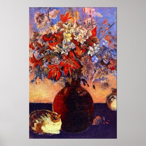 Flores y gatos de Eugène Enrique Paul Gauguin Impresiones