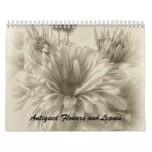 Flores y hojas Antiqued Calendarios
