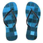 Florescent Blue Checkers Flip Flops