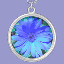 Florescent Blue Gerber Daisy Necklace necklaces