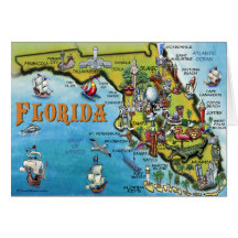 Florida Cartoon Map Card