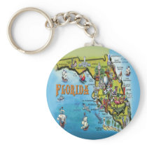 Florida Cartoon Map Key Chains