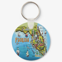 Florida Cartoon Map keychains by FunGraphix Florida Cartoon Map keychains
