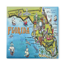 Florida Cartoon Map magnets by FunGraphix Florida Cartoon Map magnets