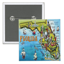 Florida Cartoon Map Pin