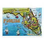 Florida Cartoon Map Post Cards