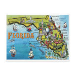 Florida Cartoon Map Post Cards