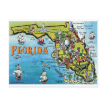 Florida Cartoon Map postcards