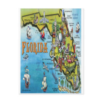 Florida Cartoon Map postcards