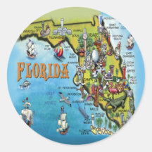 Florida Cartoon Map Stickers
