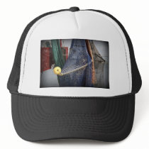 Florida fishing boat net closeup, faded version hat