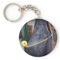 Florida fishing boat net closeup, faded version keychains