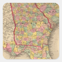 Florida, Georgia, and South Carolina Square Sticker
