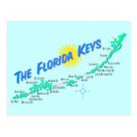 Florida Keys Map retro illustration Postcards