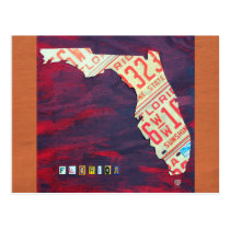 Florida License Plate Map Postcard postcards