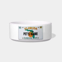 Florida License Plate with Pet's Name pet bowls