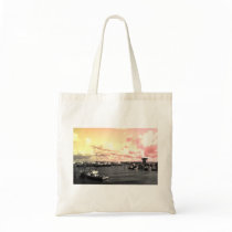 Florida Marina Photo Yellow and Pink Sky Canvas Bags