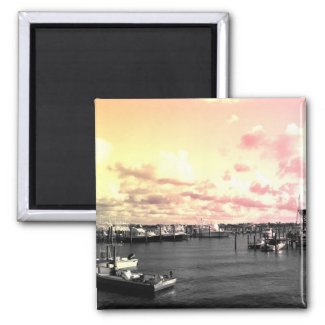 Florida Marina Photo Yellow and Pink Sky magnet