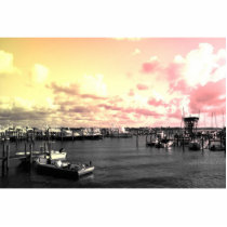 Florida Marina Photo Yellow and Pink Sky Photo Sculpture