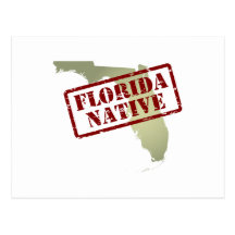 Florida Native Stamped on Map Post Card