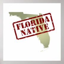 Florida Native Stamped on Map Print