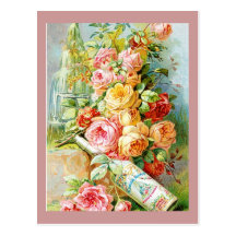 Florida Perfume Water with Cabbage Roses Postcards