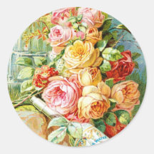 Florida Perfume Water with Cabbage Roses Round Stickers