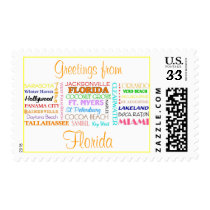 Florida Places Greetings Postcard stamps