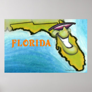 Florida Cartoon Map Gifts - T-Shirts, Art, Posters & Other Gift Ideas