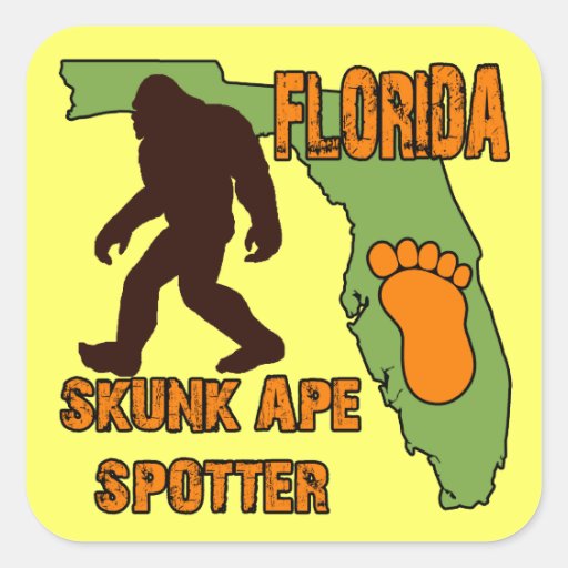 Florida Skunk Ape Spotter Square Sticker | Zazzle