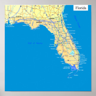 florida state posters map prints poster
