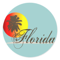 Florida Sunset Round Stickers