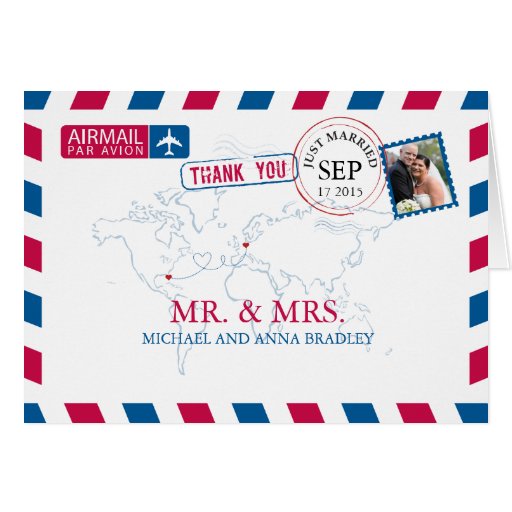 Florida Usa Germany Airmail Wedding Thank You Card Zazzle Florida Usa Germany Airmail Wedding Thank You Card Zazzle