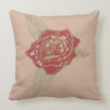 Floriography Inkblot Red ROSE Simplicity and Love Pillows