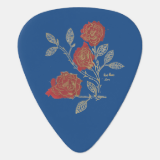 Floriography Inkblot Red Roses Guitar Pick