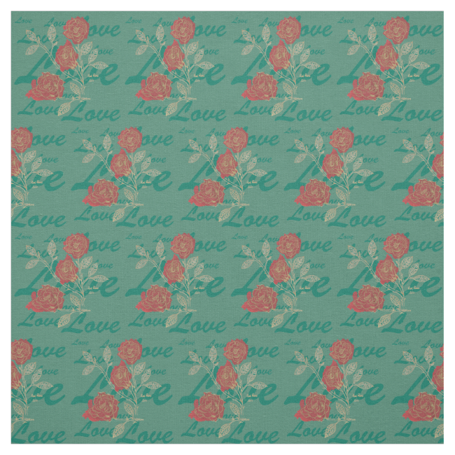 Floriography Inkblot Red Roses Love Fabric
