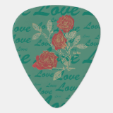 Floriography Inkblot Red Roses Means Love Guitar Pick