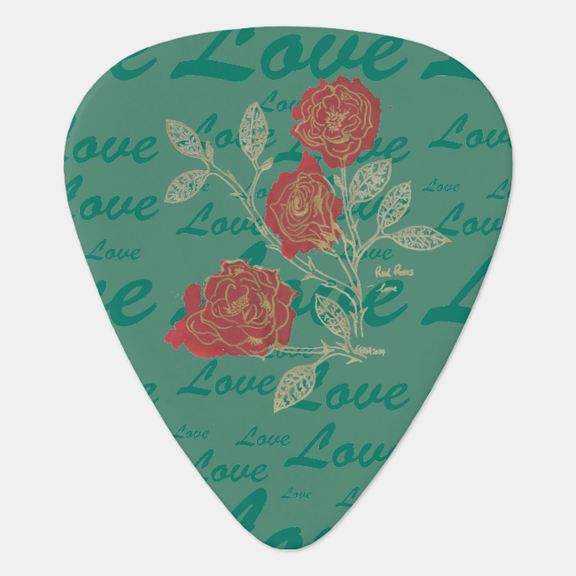 Floriography Inkblot Red Roses Means Love Guitar Pick