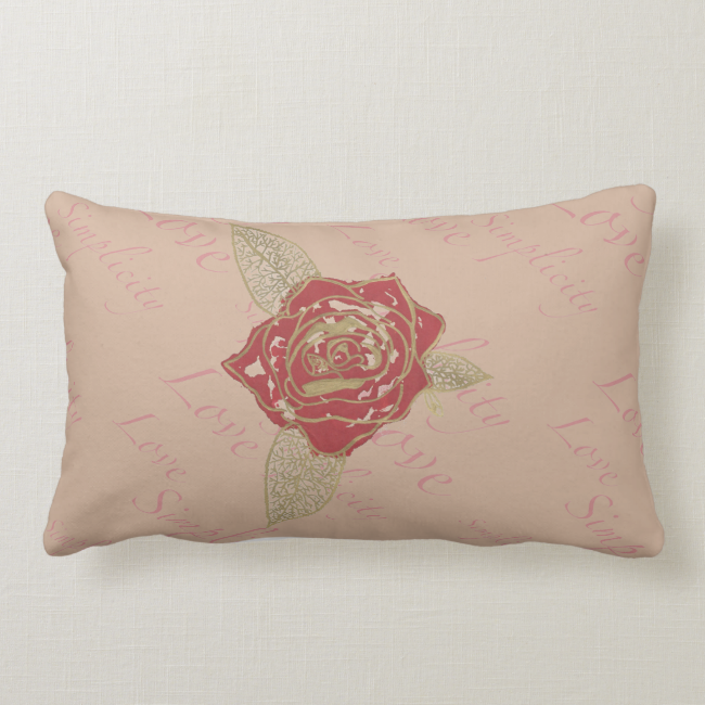 Floriography Inkblot Single Red Rose Reversible Pillow