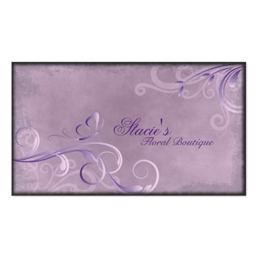 Florist Business Card Pink Purple Swirls Butterfly