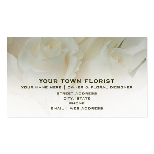 Florist Business Card - White Roses (front side)