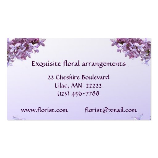 Florist Business Cards (back side)