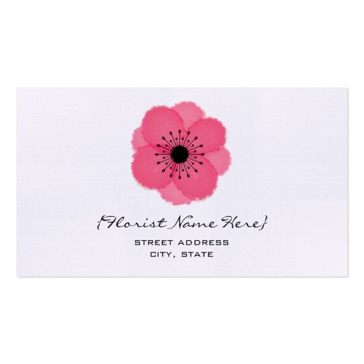 Florist / Floral Designer Business Card - Anemone (front side)