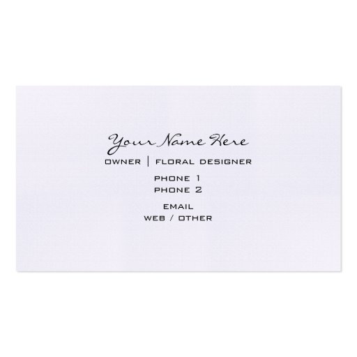 Florist / Floral Designer Business Card - Anemone (back side)