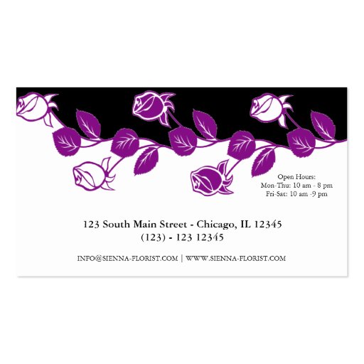 Florist (Purple) Business Card Templates (back side)