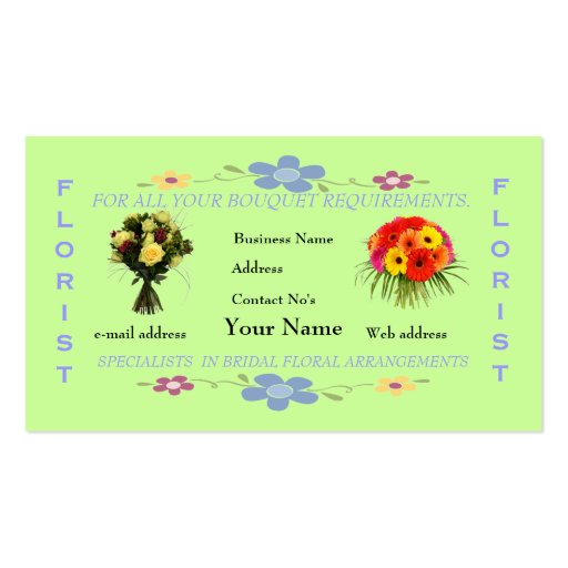 Florists Business Card Template (front side)