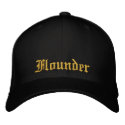 Flounder Black and Gold Fitted Cap embroidered hats