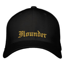 Flounder Black and Gold Fitted Cap embroidered hats