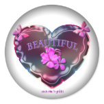 Flourescent Heart Round Stickers