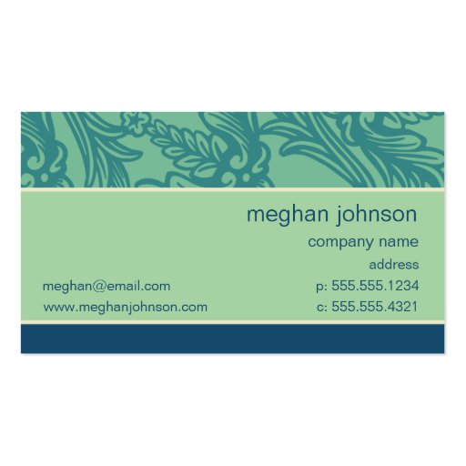 Flourish Aqua Blue Teal Business Card Template